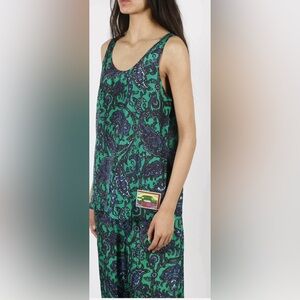 Zimmermann Paisley Silk Tank Top Size 0 Blue Green Sleeveless